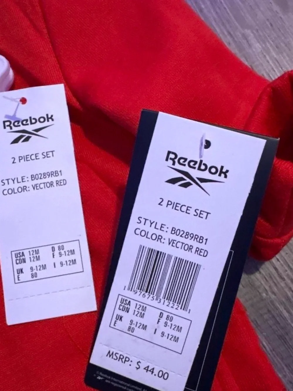 Reebok Red Hoodie & Jogger Set for Kids